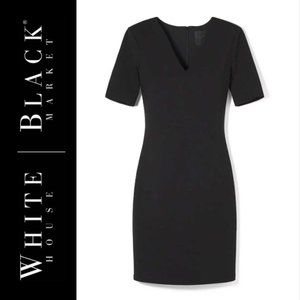 NWT! White House Black Market Aura Quarter Sleeve V-Neck Sheath Dress